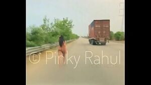 Pinky Nude dare on Indian Highways