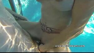Naughty, nude and fucking in my friend's pool